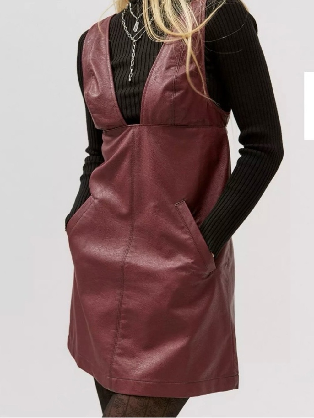 Urban outfitters Faux leather jumper dress NWT